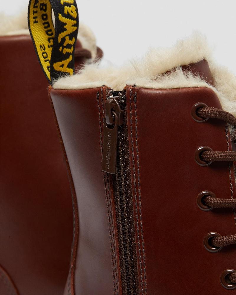 Brown Men's Dr Martens Jadon Faux Fur Lined Winter Boots | CA 576OKI